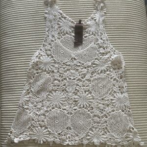 Moon Collection Los Angeles Women’s Cream Crochet Tank Top Size L